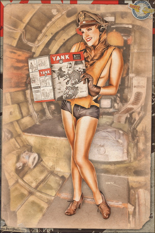 Pinup reading Yank by warbirdphotographer at deviantart.com