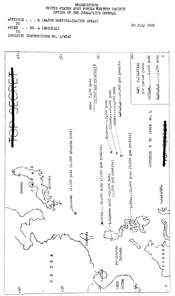 Planned hospital beds for evac casualties from Operation Olympic